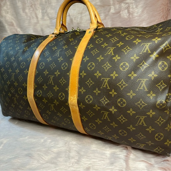 🟥 SOLD! Louis Vuitton Keepall 60 Bandouliere Monogram Duffle Bag Travel Luggage - Picture 16 of 17